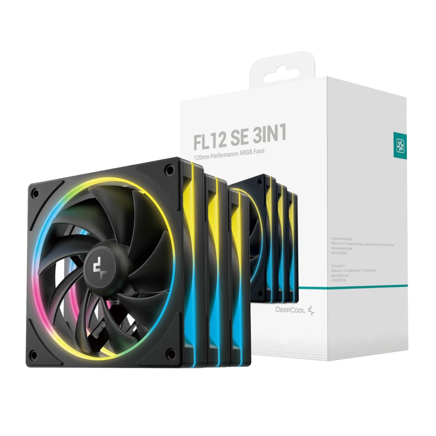 Cooler for PSU/CASE DEEPCOOL FL12 SE(3 IN 1 SET) PWM BLACK ARGB 400-1900rpm 120mm