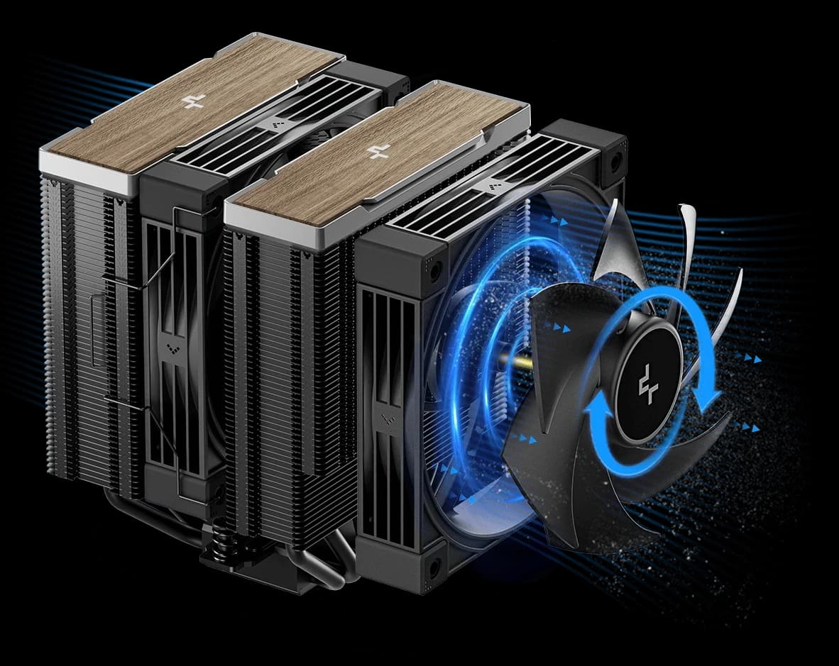 CPU cooler DEEPCOOL AK620 G2 LGA1851/1700/1200/115*/AMD 2x120mm Black PWM FDB fan,2000rpm,6HP